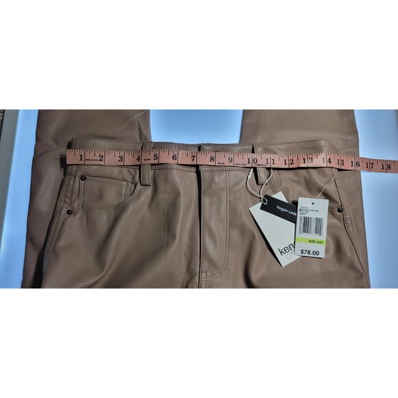 Vegan Faux Leather Pants Kensie jeans sz 4/28 Mid Rise Straight Leg Makeup - Picture 6 of 8